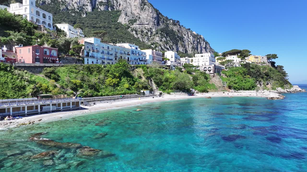 Island Of Capri At Naples In Campania Italy. Coastal City. Waterfront Landscape. Island Of Capri At Naples In Campania Italy. Beach Scenery. Medieval Buildings. Capri Skyline