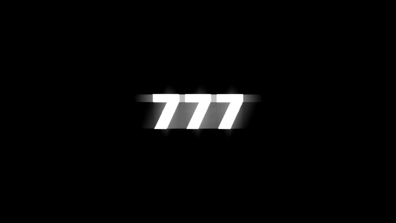 777 Glitch Text Animation, Rendering, Background, with Alpha Channel, Loop