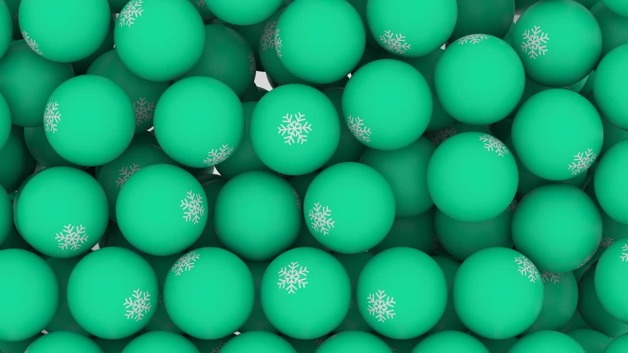 animación de bucle bolas que caen con el signo de copo de nieve