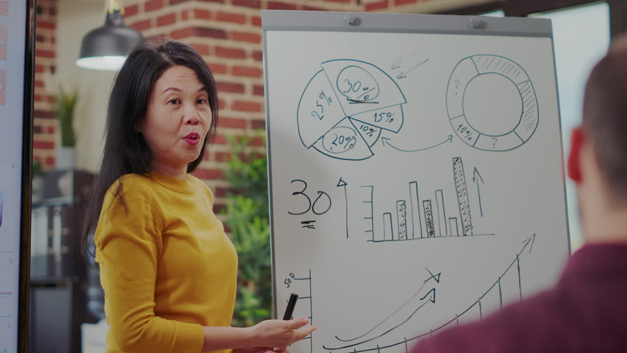 Financial consultant doing sales presentation to discuss business growth