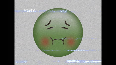 animation of sick emoji icon over play screen with disturbance