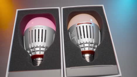 bombillas led de cambio de color de apertura en el embalaje