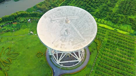 aerial footage of astronomical radio telescope