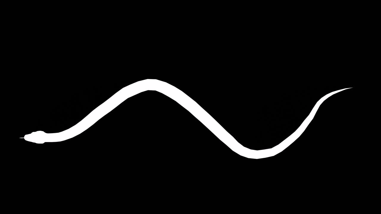 검은 바탕에 기어다니는  파이톤과 비디오의 끝에 포함 된 알파 채널, 3d 애니메이션,  뷰, 애니메이션 동물, 원활한 루프 애니메이션