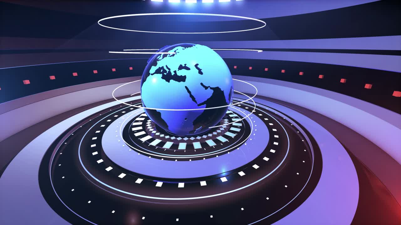 3d mundo de noticias de fondo bucle, mundo digital de noticias de última hora estudio de fondo