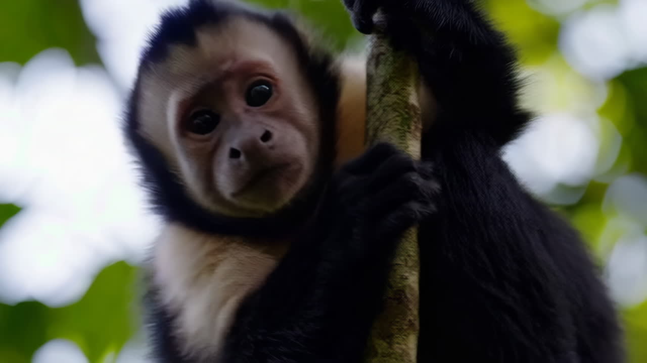 Capuchin Monkeys in a Tropical Forest