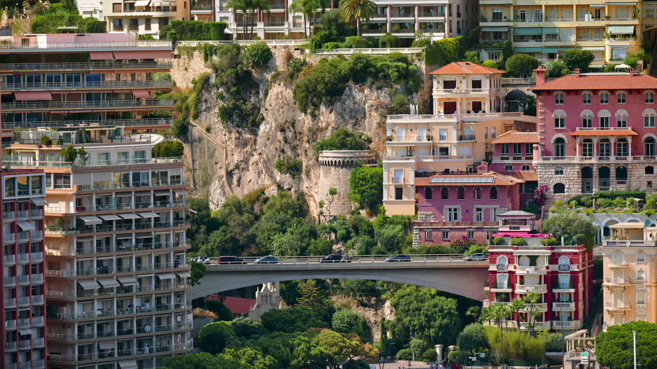 Aerial view of the skyline of Monaco in daylight