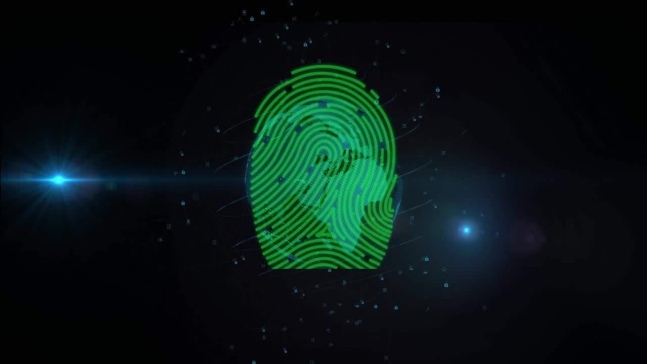 animación de puntos brillantes y procesamiento de datos digitales en todo el mundo