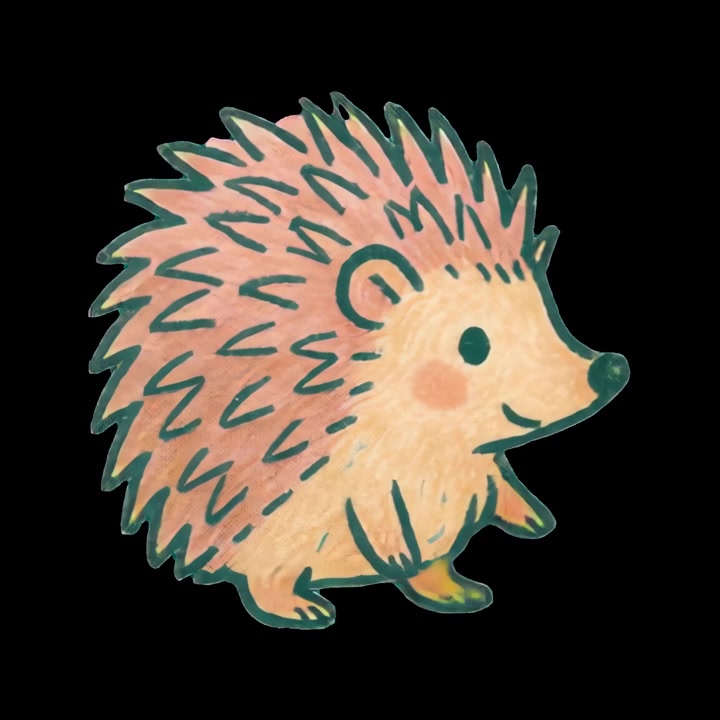 Niedlicher, handgezeichneter, animierter Igel-Charakter