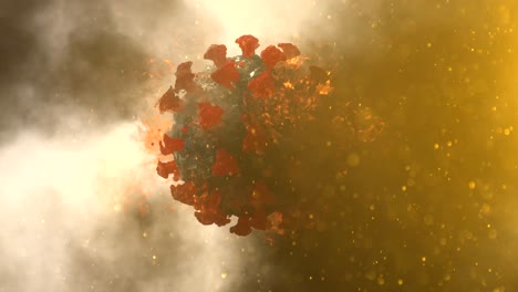 realistic 3d animation of the virus in the fire. the vaccine kills the virus. virus destruction