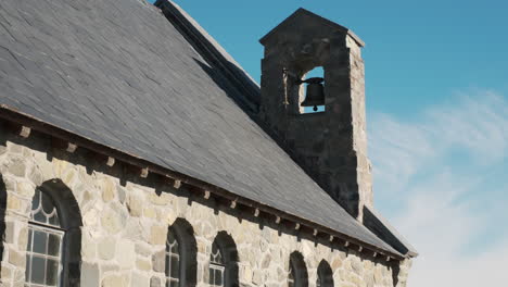 the iconic bell tower of the church of the good shepherd, beautifully situated on the shores of lake tekapo, new zealand