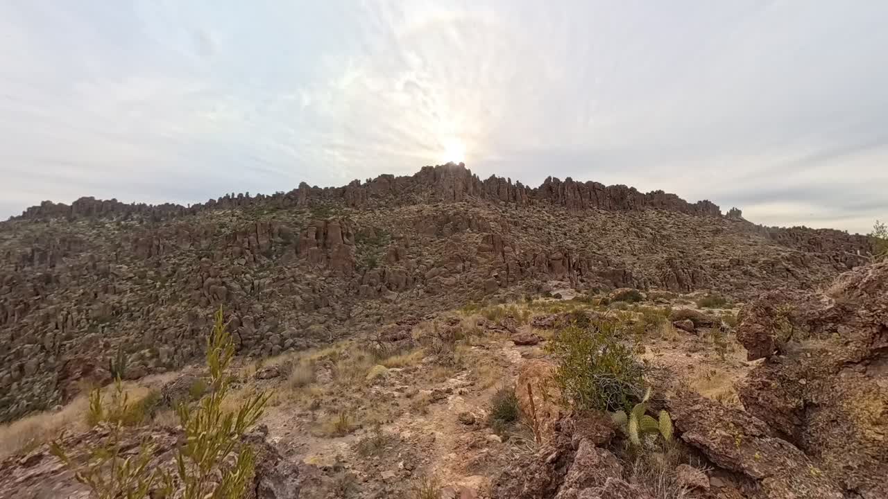 Panning Sun Cloud Time Lapse in the Superstition Mountains canyons Peralta Trail.