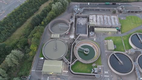 pannig aerial view of a sewer plant in scotland