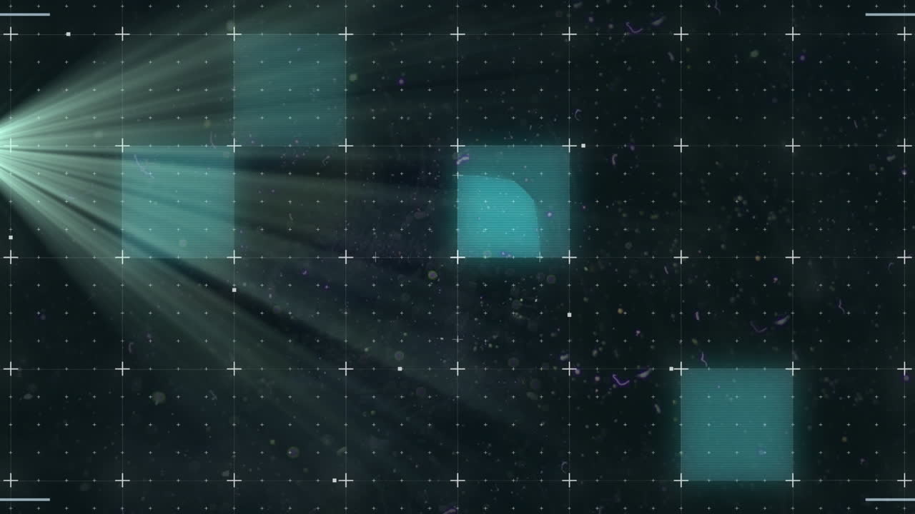 宇宙に輝く星々を背景に、シームレスに回転する三角形の図形のデジタルアニメーション。