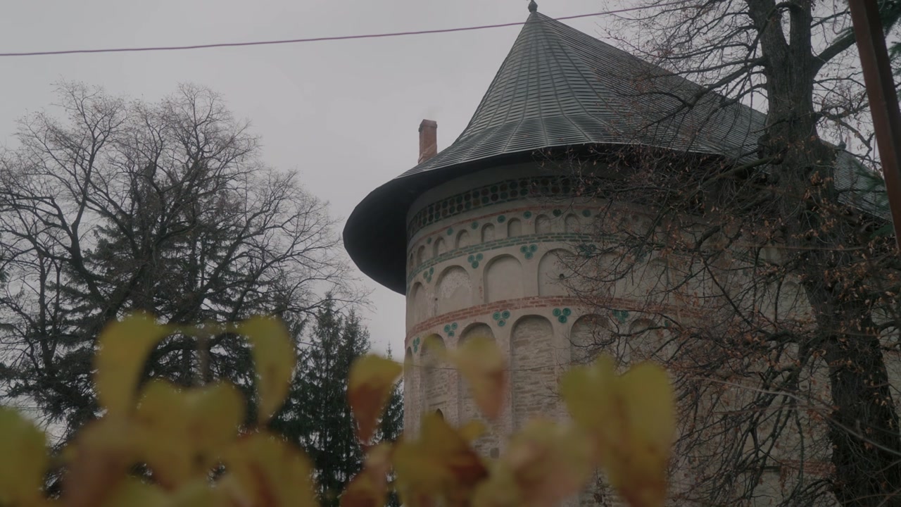 Old Moldavian monastery in slow motion