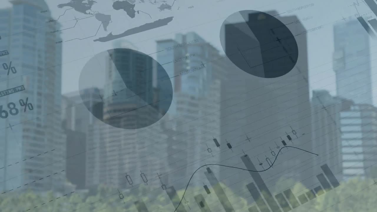 그래프와 파이 차트의 디지털 복합 비디오 4k