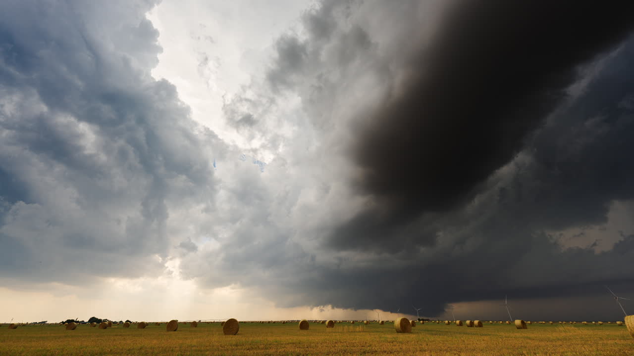 Dark cloudy sky with time lapse feel showing powerful weather change and dramatic meteorology