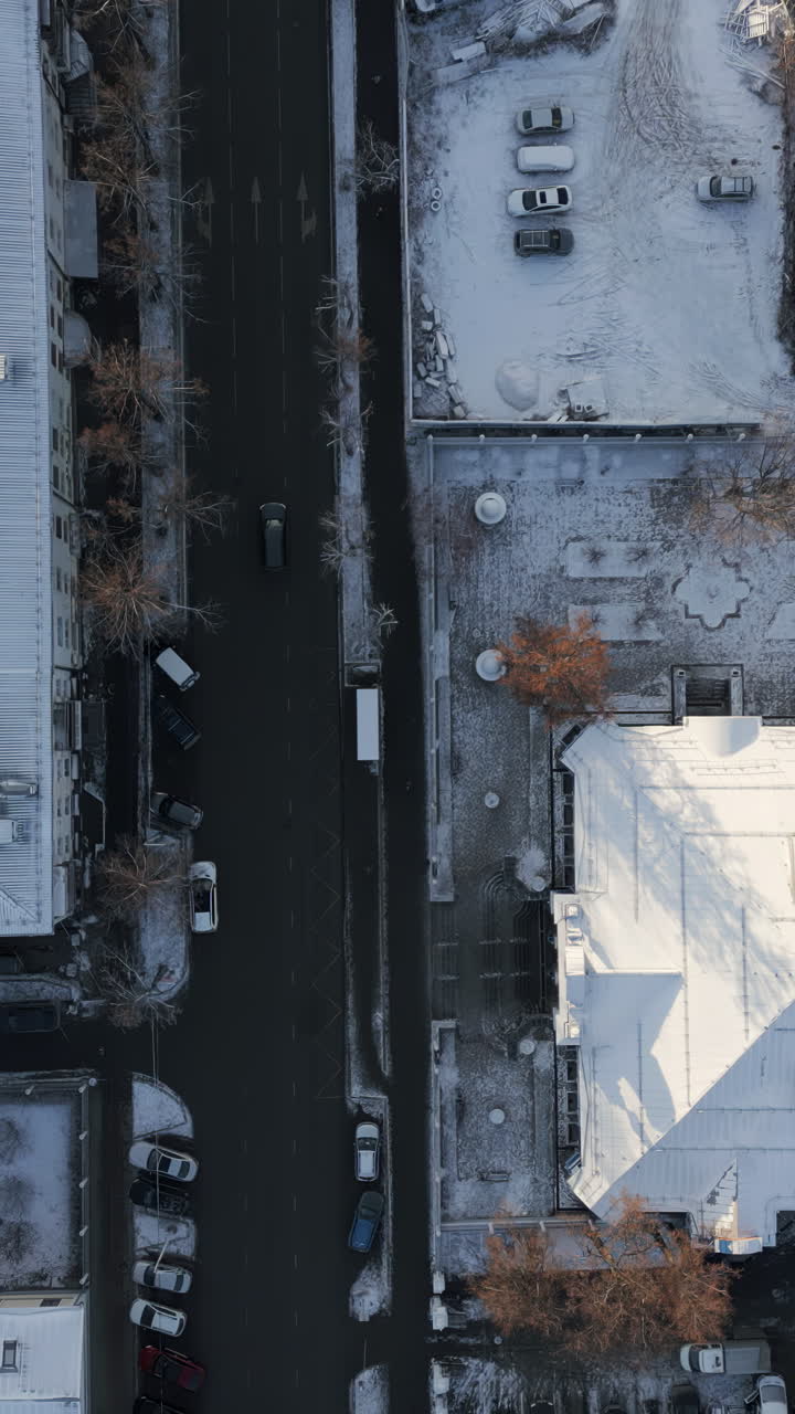 겨울 에 도시 거리 장면