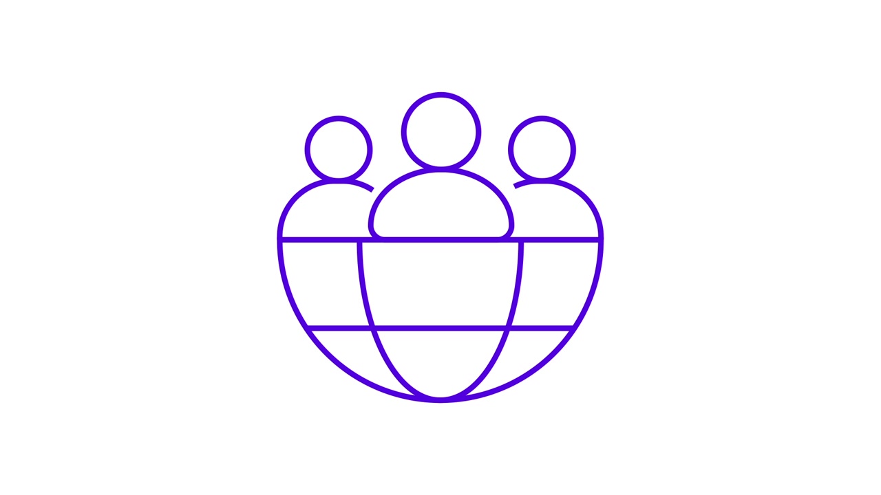 Animated Icon of Global People Network on a Globe