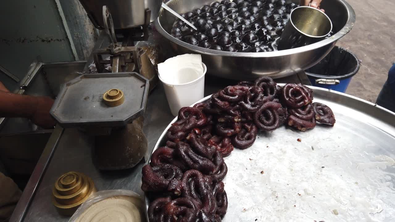 Closeup of North Indian subcontinent popular street food shot by handheld gimbal in 4k