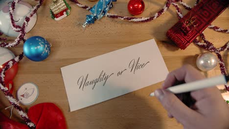 Handwritten-Christmas-letter,-naughty-or-nice