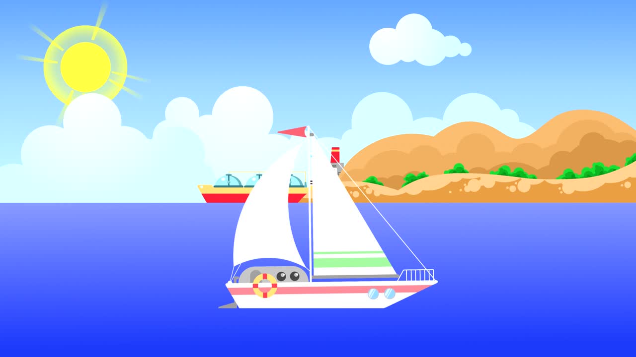 Looped animation of a seascape on a summer day