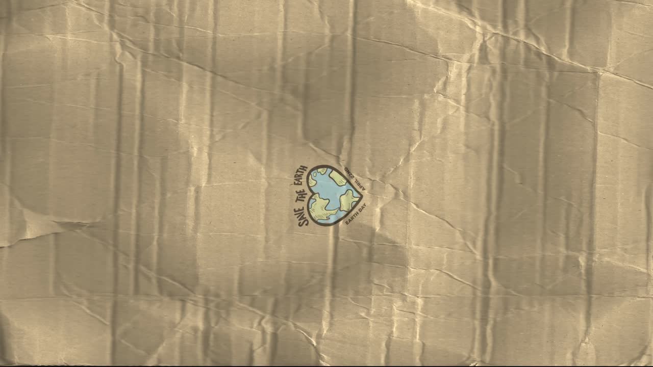 animación del texto del día de la tierra sobre el globo en forma de corazón