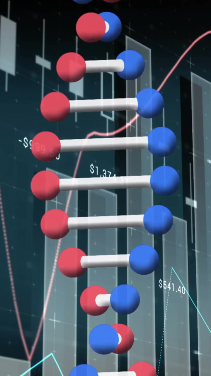 Animazione di filamento di DNA su statistiche