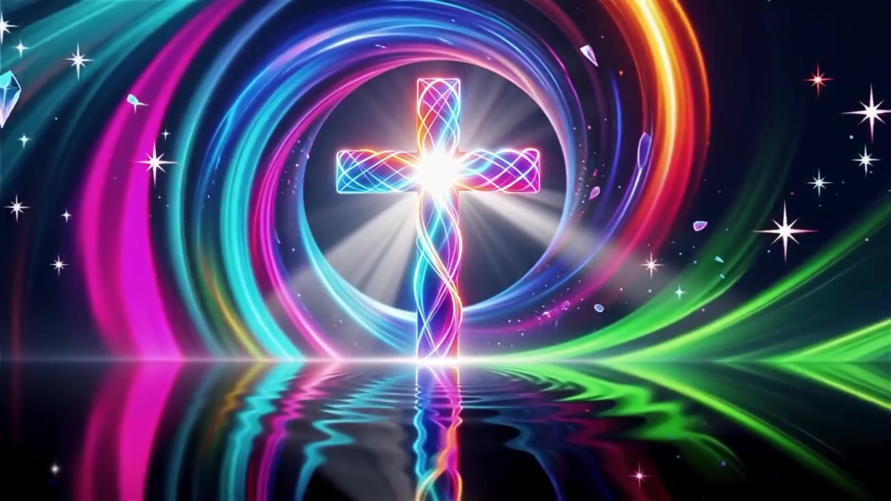 Christian Cross Heavenly Light Worship Background