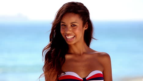 portrait of attractive woman in bikini