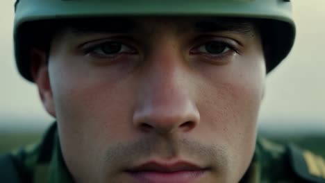 close-up portrait of a soldier in uniform