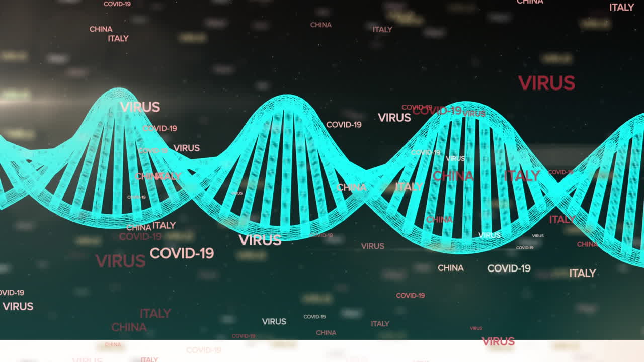 adn y títulos de coronavirus sobre el fondo de gradiente.