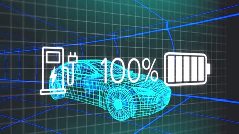 Animation-Der-Datenverarbeitung-über-Digitalem-Auto-Auf-Schwarzem-Hintergrund