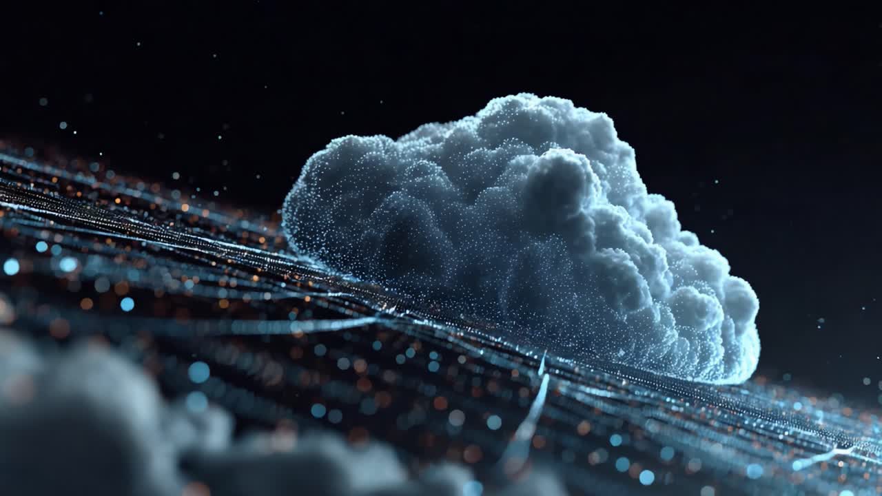 A Stunning Visual of a Cloud Forming in a Digital Landscape, Showcasing the Fusion of Technology and Nature in a Mesmerizing Display of Light and Texture