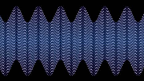 animation of thin white and blue parallel curved zigzag lines slowly scrolling over black background