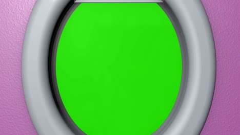 vista desde el portillo en un avión con pantalla verde.