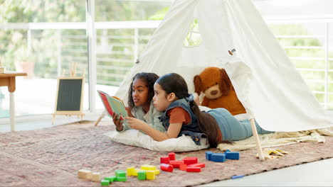 Aprendizaje,-Lectura-De-Libros-Y-Niñas-En-Tienda