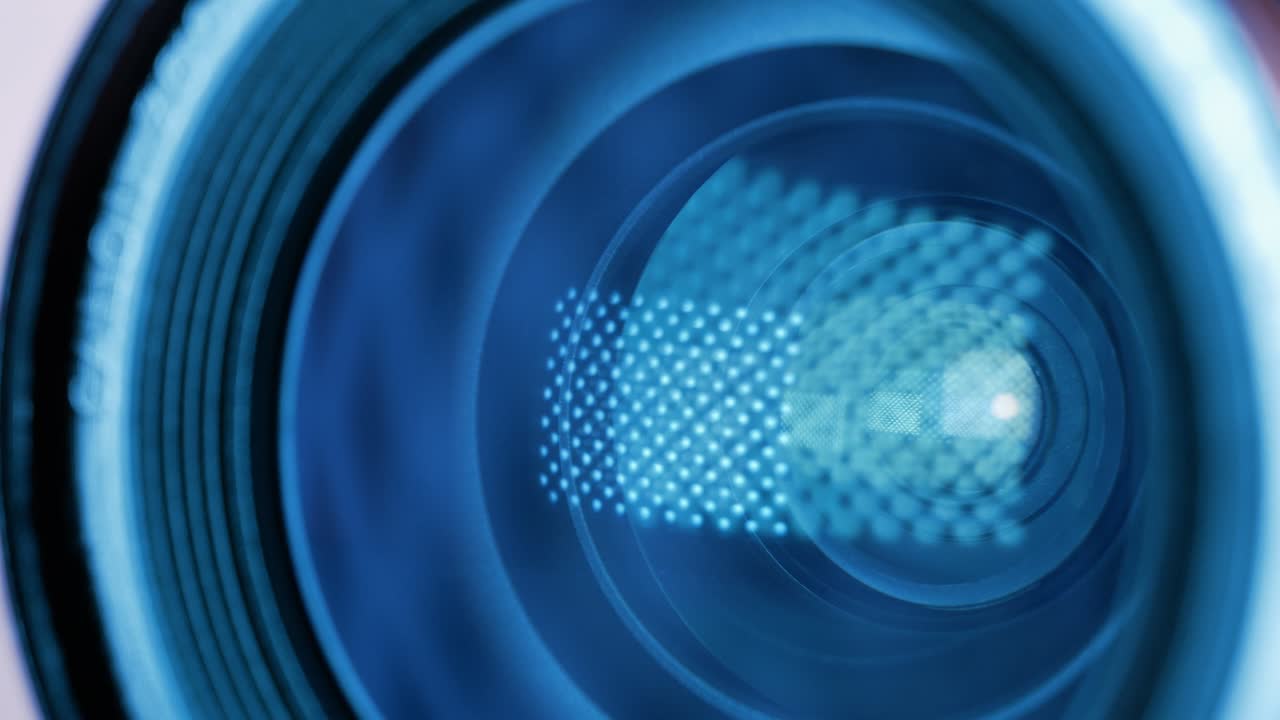 카메라 렌즈 광학 시스템, 매크로 비디오, 빛과 그림자의 게임, 부드러운 움직임