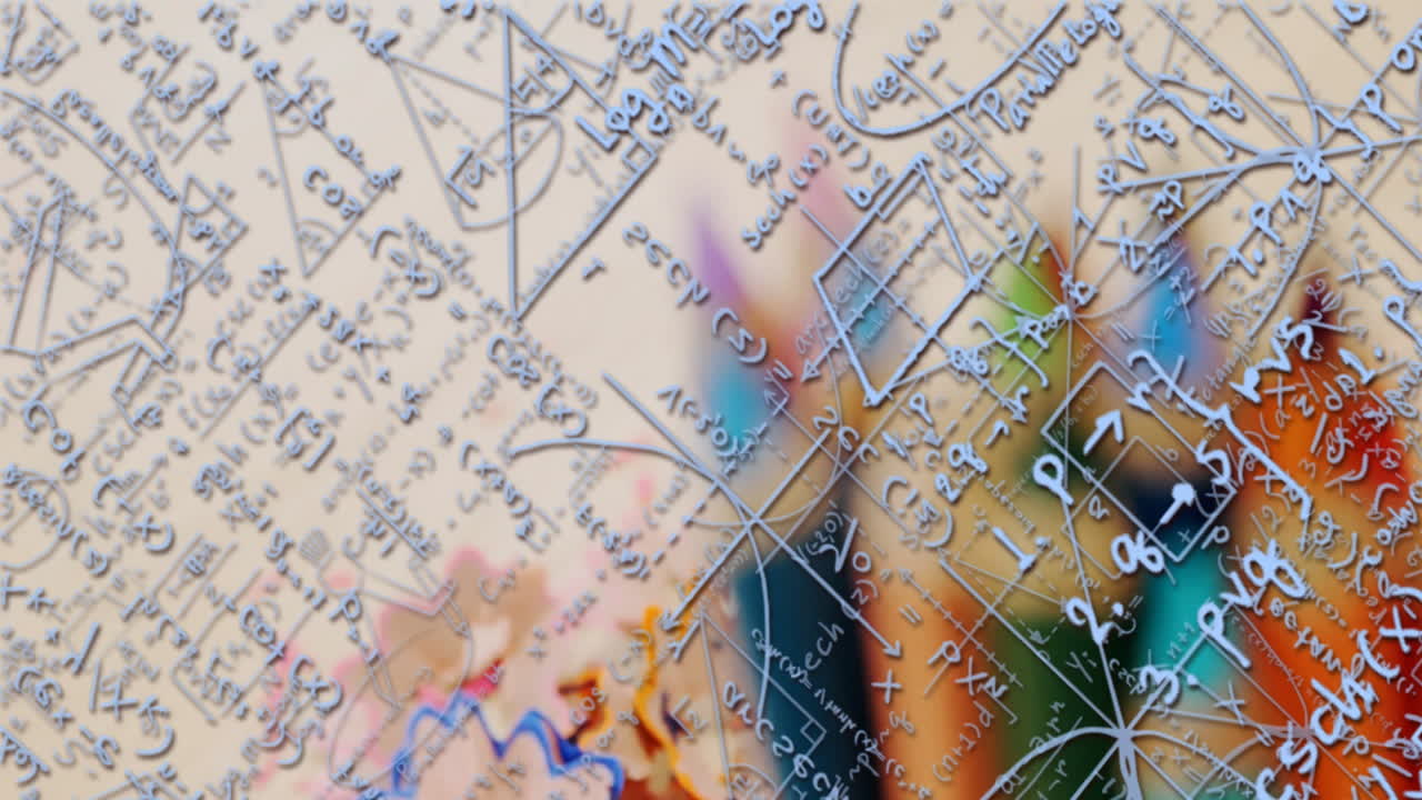 바탕에 연필로 수학적 방정식의 애니메이션