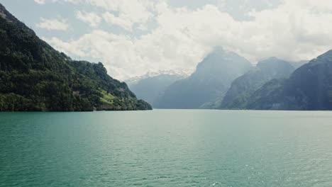 scenic swiss lake and mountain view