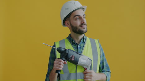 construction worker with power drill