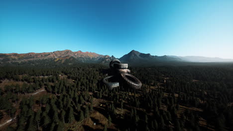 abandoned car tires in mountains