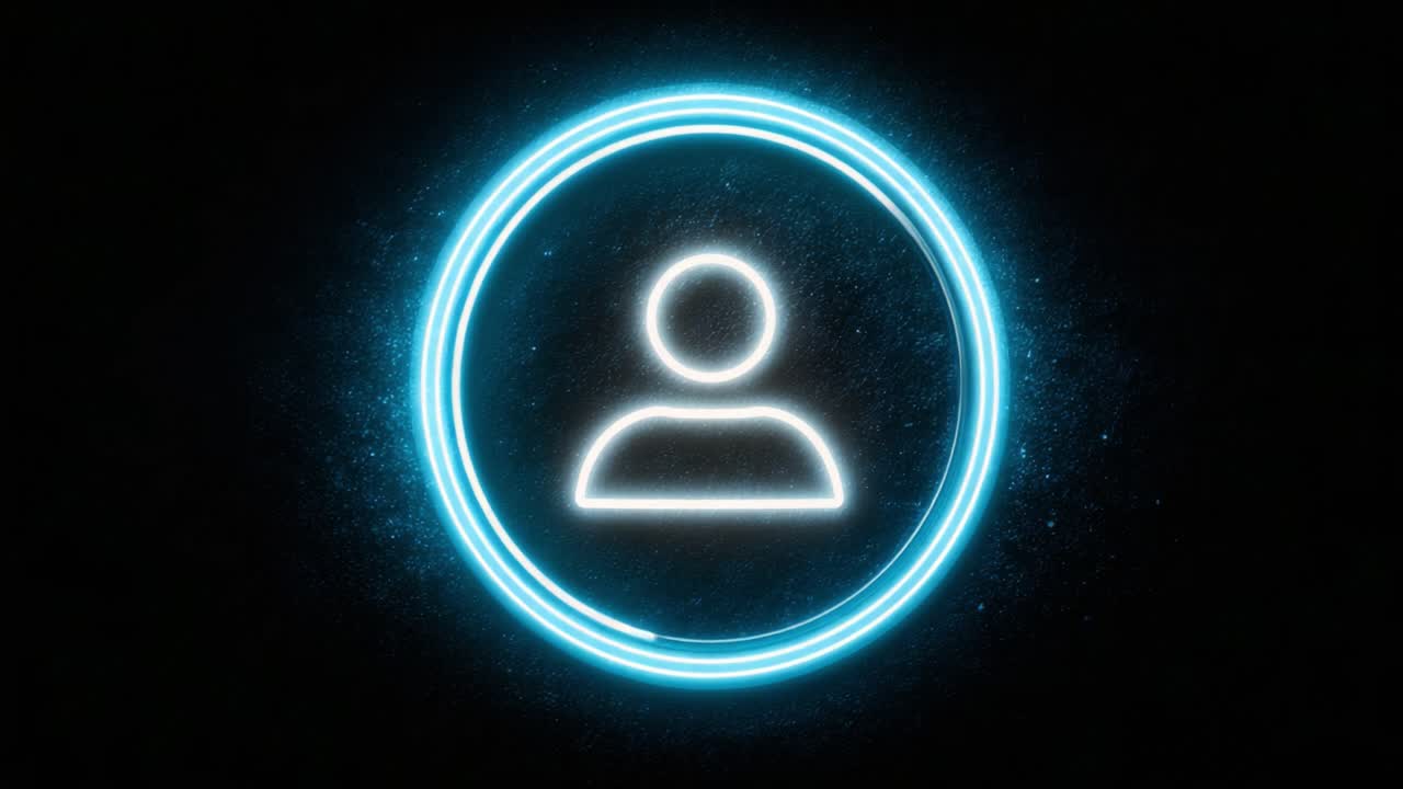 Illuminated Icon: A Striking Digital Representation of a User Profile with a Glowing Blue Outline Against a Dark Background, Symbolizing Modern Connectivity and Identity