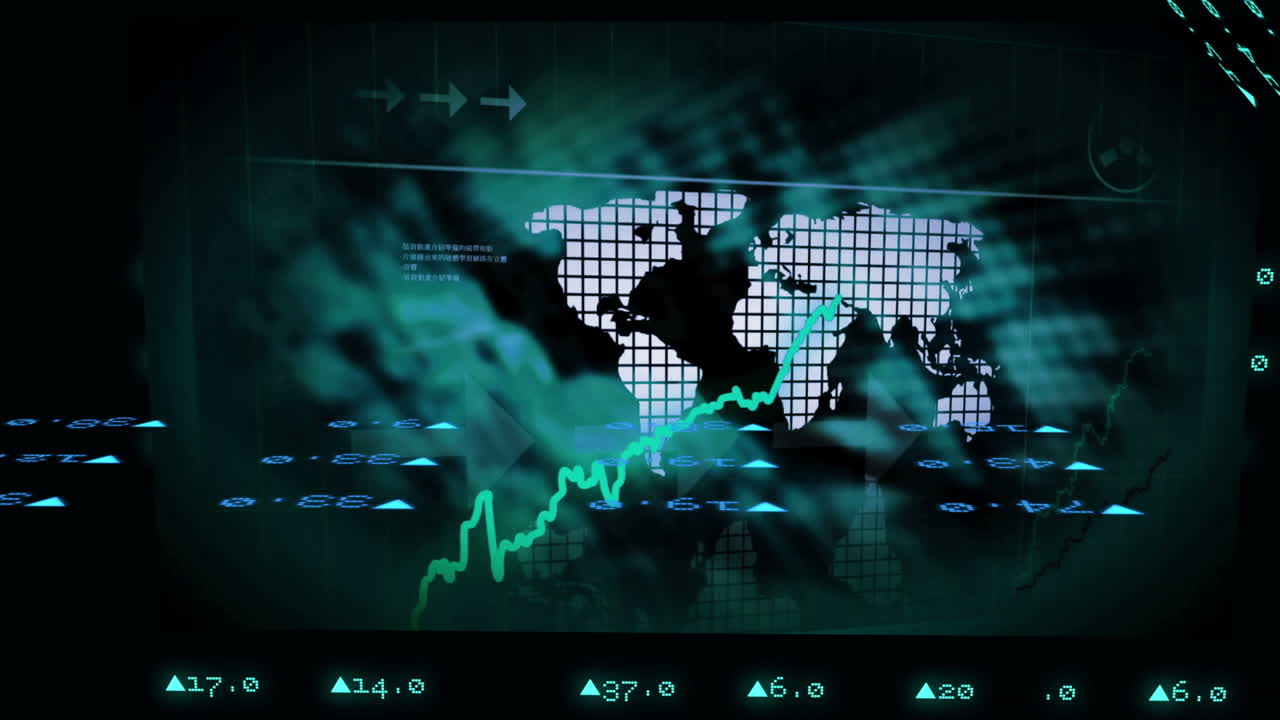 Animazione di dati di borsa con grafico in crescita