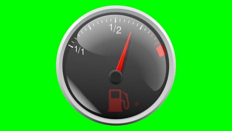 fuel gauge: fuel consumption until dry failure on green background