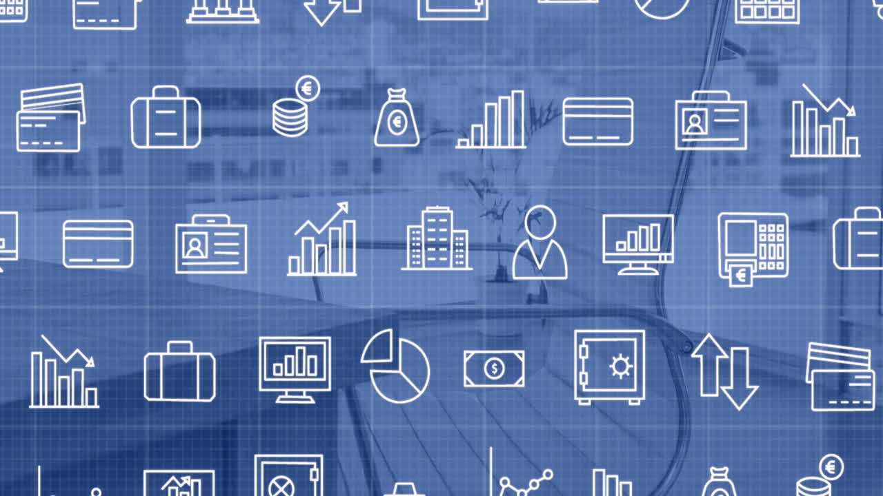 animación del procesamiento de datos en la estación de trabajo de la oficina