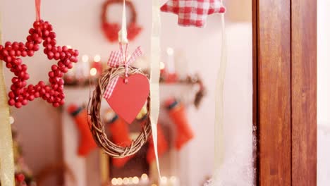 christmas decoration hanging on window