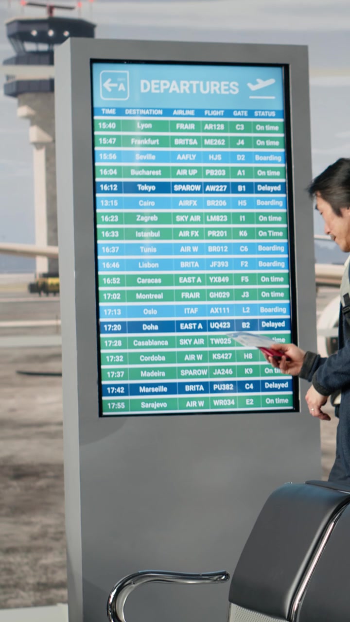 Pasajeros diversos esperando su vuelo en una moderna terminal de aeropuerto