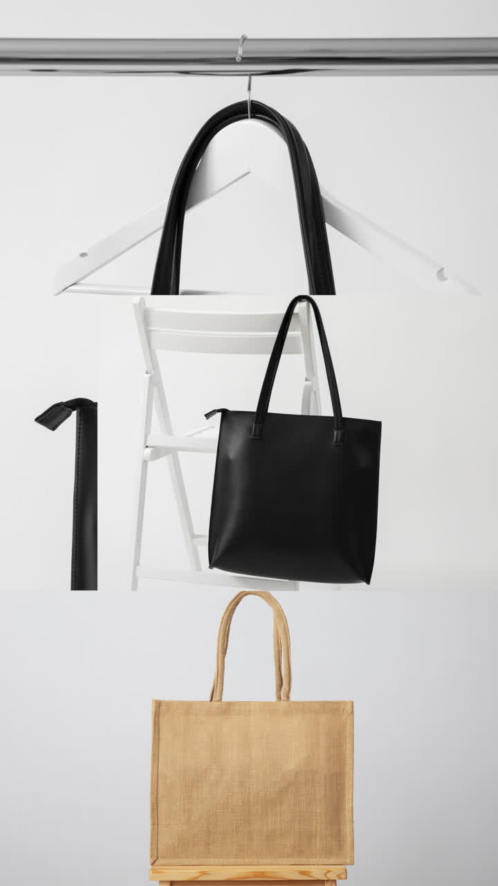 Different types of bags, clothing and accessories