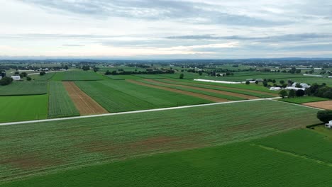 Eine-Luftaufnahme-Des-üppigen-Grünen-Ackerlandes-Von-Lancaster-County,-Pennsylvania-Nach-Einem-Sommergewitter